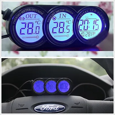 £18.67 • Buy 3In1 Blue/Orange Car Dashboard Style Digital Indoor Outdoor Thermometer & Clock