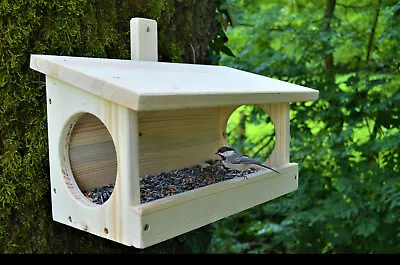 1 X Large Natural Wooden Wall Mounted Small Bird Garden Feeding Table Shelter • £12.95