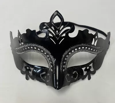 Black Metal Lace Mask Masquerade Eye Face Eyemask Party Halloween Costume NEW! • $3.84