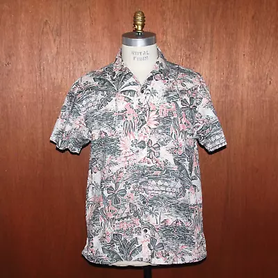 KAHALA Men's Large Hula Girl Black Pink Reverse Print Hawaiian Shirt Pineapple • $39.95