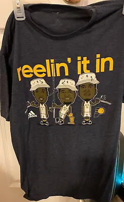 INDIANA PACERS  Reelin' It In  T-Shirt M 2013 GEORGE HILL PAUL GEORGE ROY HIBBER • $4.99