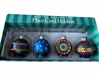 Vintage Boston Warehouse Christmas Luster Ornaments Place Card Holders 4 Pack • $10