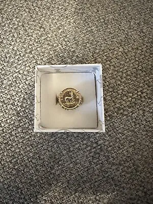Vintage London 1989 Solid 9ct Gold Krooker Medallion Ring Size Q Weight 4.1 Gram • £200