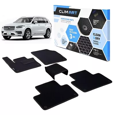 CLIM ART Car Floor Mats All Weather Liners For 16-24 Volvo XC90 Black/Black • $89.99