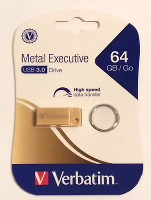 Verbatim 64GB Metal Executive USB 3.0 Flash Drive GOLD 99160 High Speed Transfer • $16.99