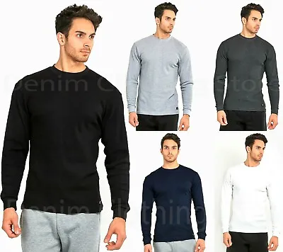 Mens Cotton THERMAL TOP Crew Neck Long Sleeve Shirts Underwear Waffle Color • $16.97