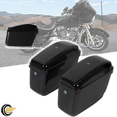 Black Motorcycle Hard Saddle Bags Side Box For Harley Honda Yamaha Universal • $86.50