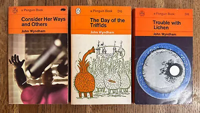 John Wyndham 3 Vol UK Penguin PB Set - Trouble With Lichen Day Of The Triffids • £19.99