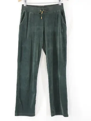 Juicy Couture Tracksuit Bottoms Velour Rain Forest Green Velvet Size M • $44.19