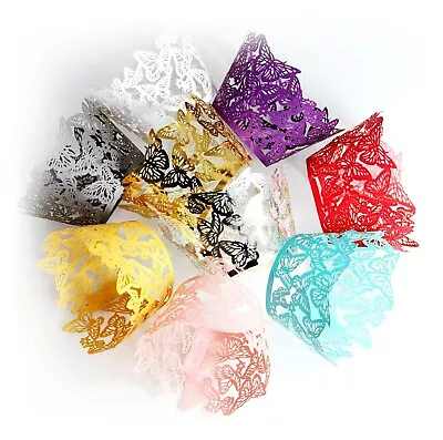 £3.99 • Buy 25Pcs Cupcake Wrapper Wraps Filigree Lace Muffin Case Laser Cut Birthday Party