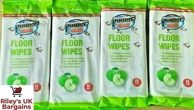 £8.99 • Buy Floor Wipes Apple Cleaning 4x 15 Pack Power Action Extra Large Wet Laminate Mop