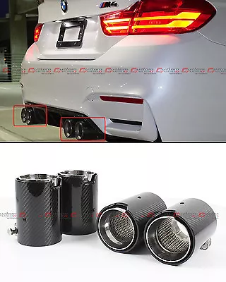 For 2015-2019 Bmw M2 M3 M4 Carbon Fiber Stainless Exhaust Tip Pipe Finishers X 4 • $289.99