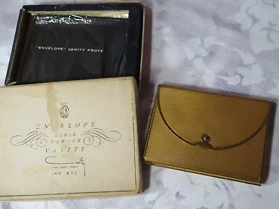 VINTAGE Coty ENEVELOPE Loose Powder Gold Tone VANITY Compact W/Sleeve & Box-#405 • $39.99