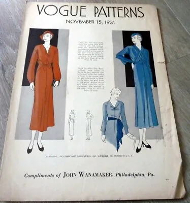 RARE VTG 1930s VOGUE PATTERNS CATALOG 1931 • $19.99