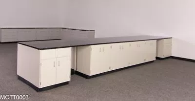 20' Laboratory Island Cabinets W/ Desk Area & Tops / E1-528 • $15000