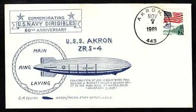 Navy Airship USS AKRON ZRS-4 RING LAYING ANNIVERSARY USCS Naval Cover (A1759) • $4.95
