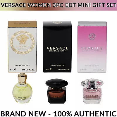 Versace 3pc Gift Set For Women Eros Crystal Noir Bright Crystal (EDT 5ml) NEW • $27.99