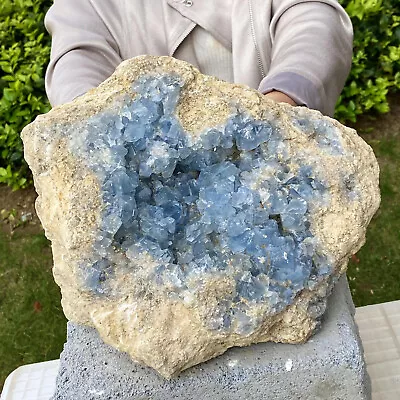 22LB Natural Beautiful Blue Celestite Crystal Geode Cave Mineral Specimen • $0.99