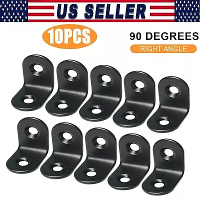 10Pcs L Bracket Corner Brace Sets Black Stainless Steel 90 Degree Right Angle • $4.99