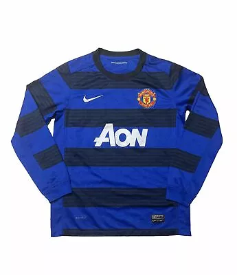 NWOT Nike Manchester United 2011/2012 Long Sleeved Blue Away Jersey Youth SZ M • $55