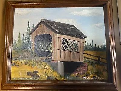 Linda D Wismer  The Shortest Bridge Wilmington VT  Oil Painting - Signed/Framed • $88.50