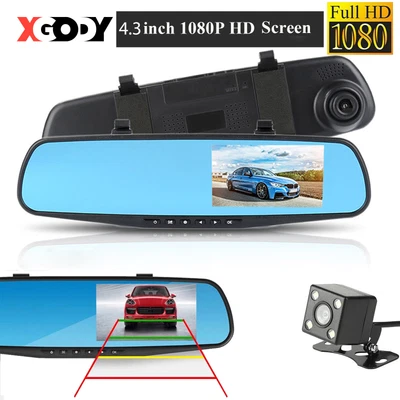 $30.99 • Buy XGODY Car Dash Cam Front And Rear Camera 1080P Night Vision DVR Mirror G-sensor
