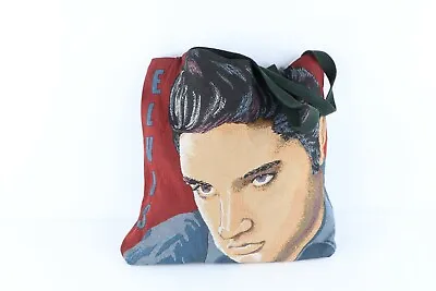 Vintage 90s Elvis Presley Spell Out Needlepoint Embroidered Tote Bag USA AS IS • $35.05