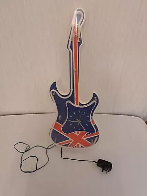 Vintage Large 74cm Union Jack Guitar Neon Wall Clock • £60