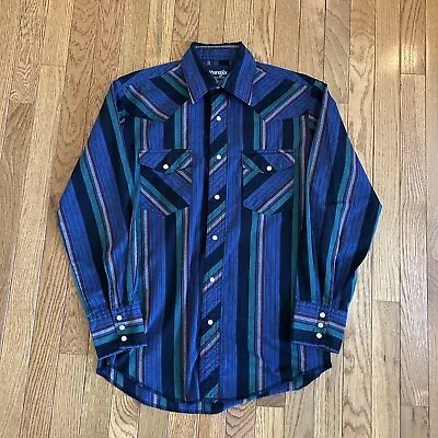 Vintage Wrangler Western Shirt Men’s Size Small Striped Pearl Snap Multi Color • $24.99