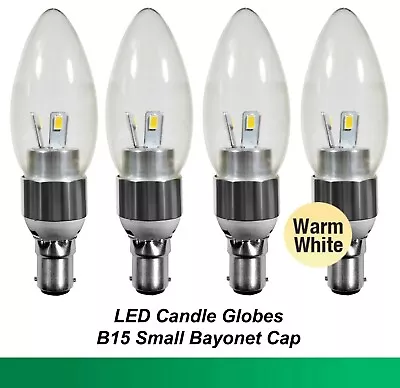 4 X 4W LED Candle Light Globes Bulbs Lamps Warm White B15 Small Bayonet 3000K • $33.50