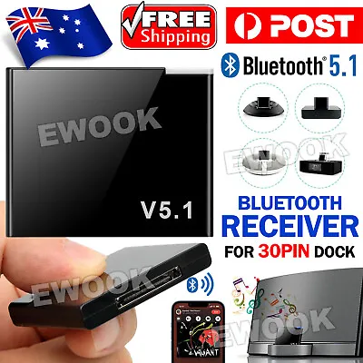 Bluetooth 5.1 Music Audio Adapter Receiver 30 Pin Dock Speaker For IPhone IPod • $9.95