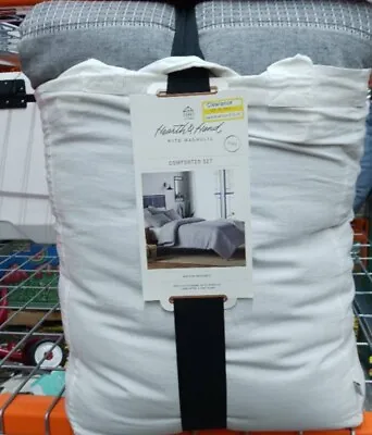 New Hearth & Hand Denim Linen Blend KING Comforter Set 3 Piece MAGNOLIA • $109.99