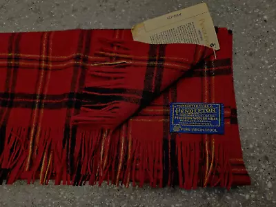 Pendleton Authentic Plaid 100% Wool Scarf Fringed 51”x13  New W/ Tags • $0.99