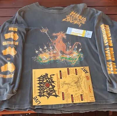 RARE MORBID ANGEL GRINDART TOUR 1992 LONG SLEEVE SHIRT FLYER TICKET Metal Music • $1926.98