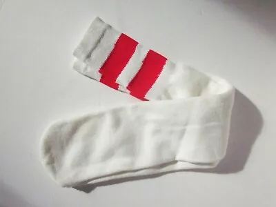 Vintage 80s White RED Stripe 22  Sports Tube Socks • $34.26