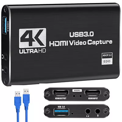 $25.98 • Buy 4K Audio Video Capture Card For USB 3.0 HDMI Video Capture Device Full HD