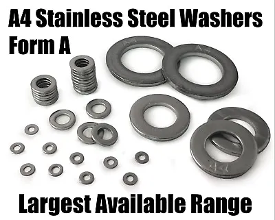 A4 Marine Grade Stainless Steel Form A Washers For Bolts & Screws DIN125a • £3.49