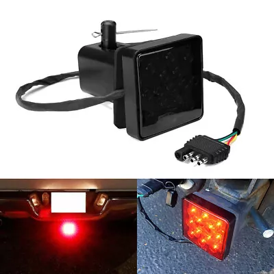 Smoked Lens 15-LED Brake Light DRL Trailer Hitch Cover Fit 2  Towing& Hauling US • $13.29