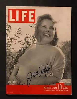 June Allyson Autographed Vintage October 1 1945 Life Magazine • $4.25