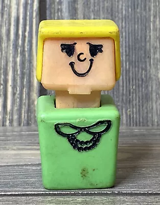 Vintage Playskool McDonalds 1974 Square People Woman Girl Green Shirt Blond Hair • $7.79