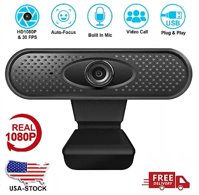 HD 1080P Webcam With Microphone USB Camera For PC/Mac Laptop Desktop Video Call • $15.63
