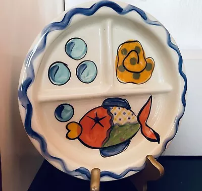 Vintage VICKI CARROLL — SPLISH SPLASH Pattern Pottery — 7-1/2” Dish/Plate • $12.50