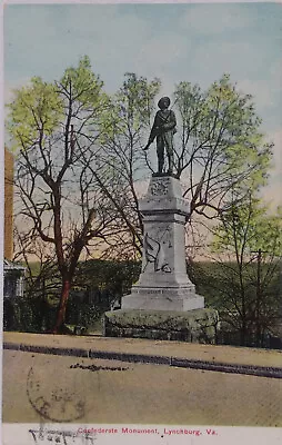 1915 Confederate Monument In Lynchburg Va  Postcard W/1 Cent Stamp • $5