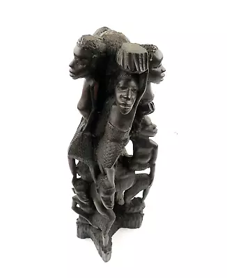 African Makonde Tree Of Life Ebony Wood Carved Sculpture 18  Tall Detailed  8lbs • $169.95