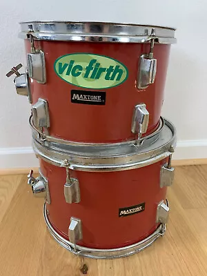 Pair Of 12 & 13-inch Rack Tom Drums 90s Vtg Import Maxtone Red Wrap Lot Of 2 MIT • $43