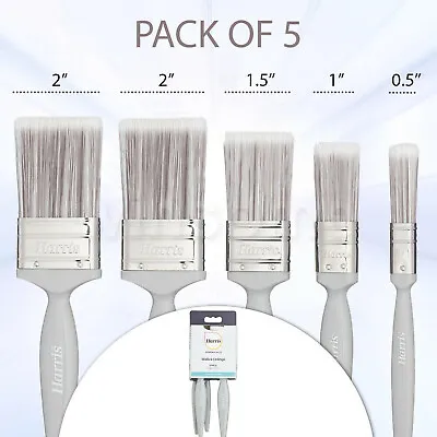 Harris Paint Brushes Set 3/5Pcs Professional Decorating Pure Bristle DIY Brushes • £10.07