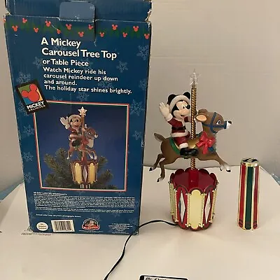 Mr. Christmas Disney Mickey Mouse Reindeer Carousel Tree Topper Rotates + Lights • $80