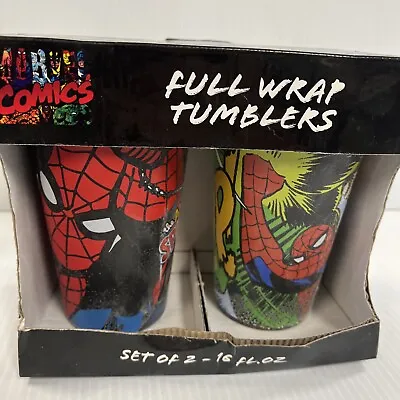 Marvel Comics 16 Fl Oz Full Wrap Tumblers 2 Set Of Amazing Spider- Man Glassware • $20