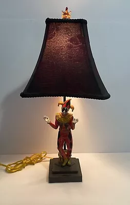 Vintage Harlequin Jester Lamp Figural Court Jester/ Jocker Table Lamp • $125