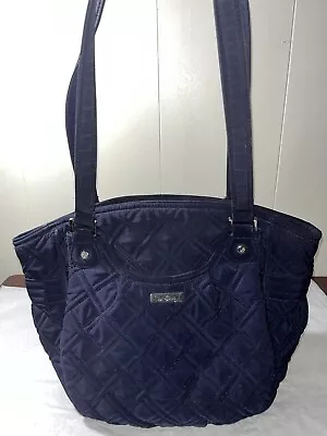 Vera Bradley Navy Blue GLENNA Microfiber Shoulder Bag Tote Purse Satchel • $25.08